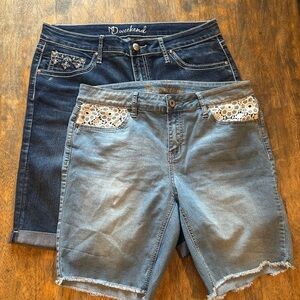 ND Weekend Women's Embroidered Denim Shorts - Blue Two Pack Size 14